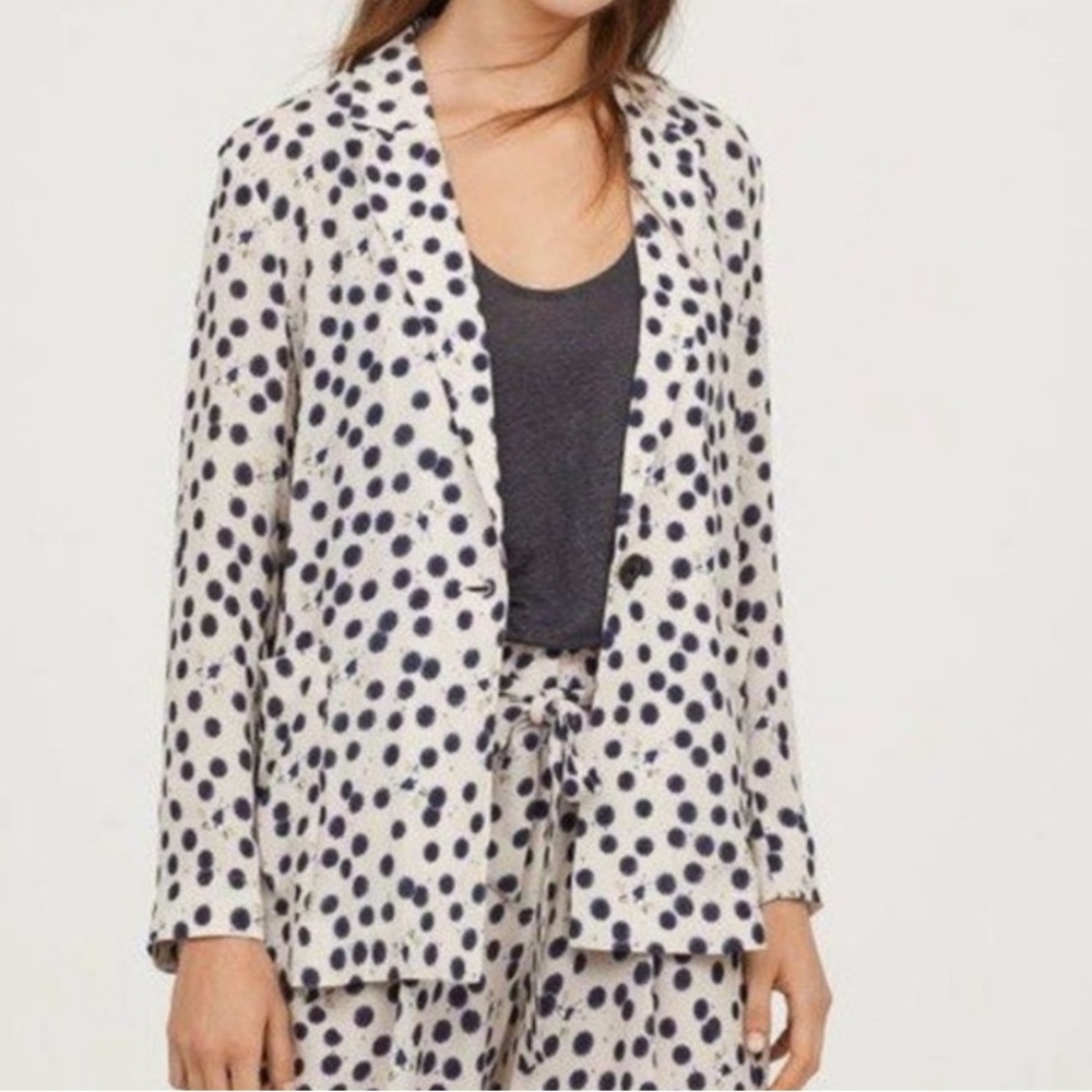 H&M X Anna Glover Lightweight Viscose Bee Dotted Print Blazer Jacket - Picture 1 of 12